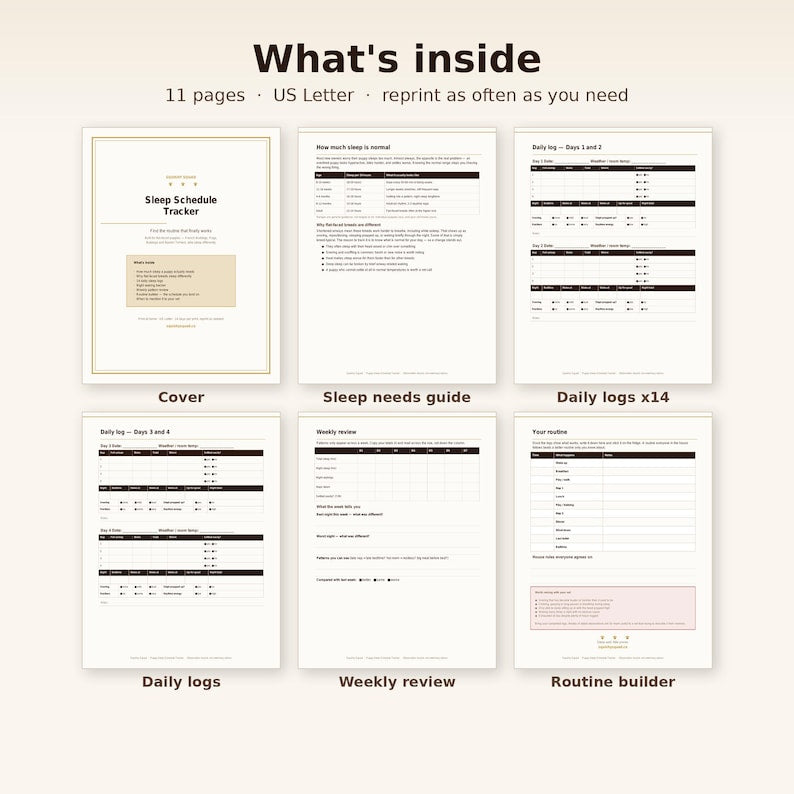 Daily sleep and nap log pages