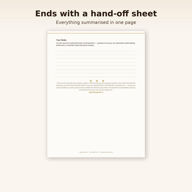 Vet visit log and health observations checklist
