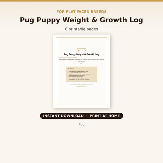 Pug Puppy Weight and Growth Log cover