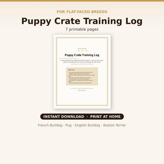 Puppy Crate Training Log for flat-faced breeds cover